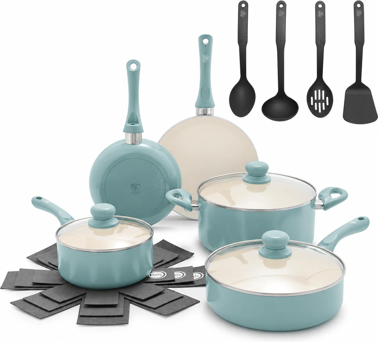 GreenLife 16 Piece Nonstick Pots & Pans (2026 Upgrade) Induction Set