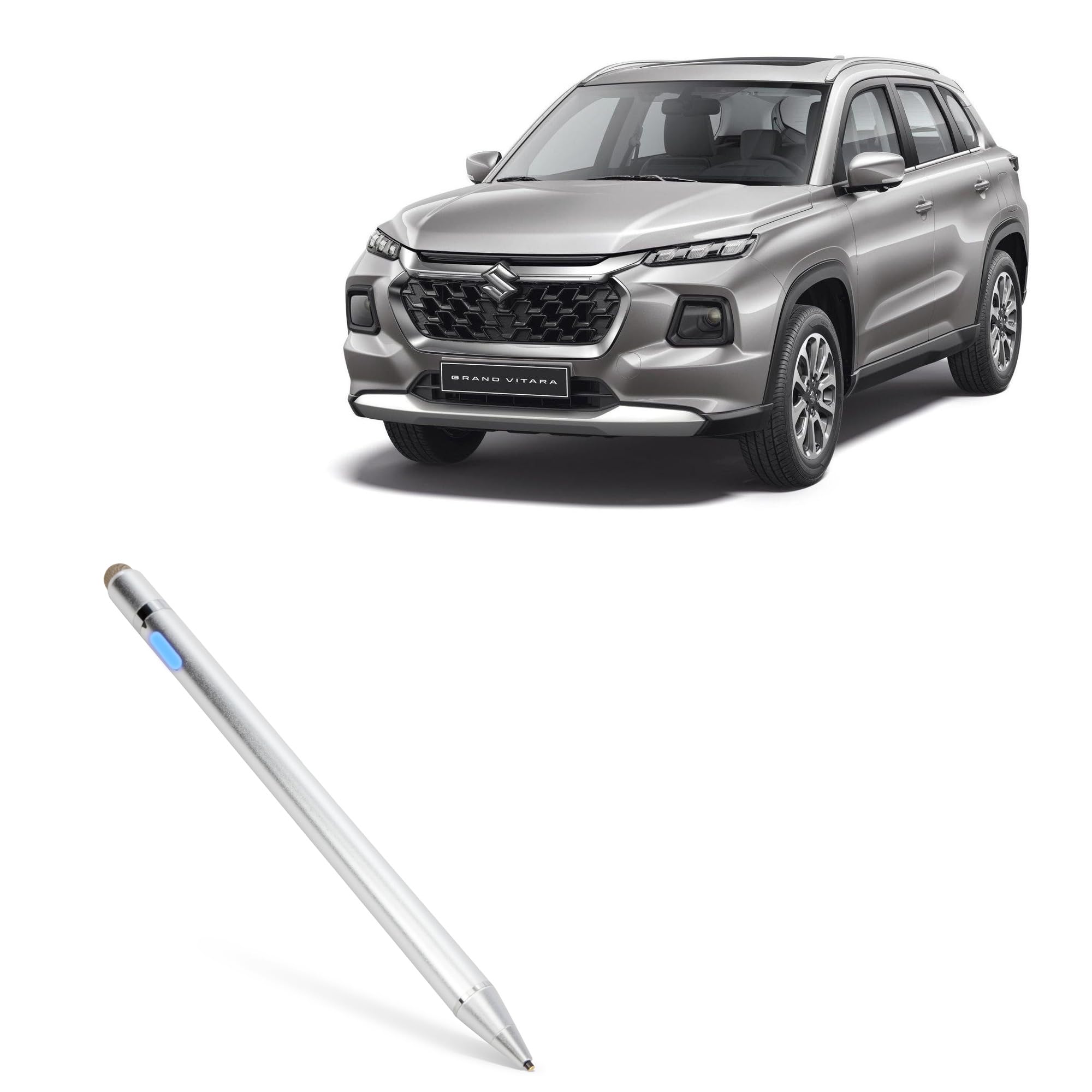 BoxWave Stylus Pen Compatible with Suzuki 2024 Vitara Display (7 in) - AccuPoint Active Stylus, Electronic Stylus with Ultra Fine Tip - Metallic Silver