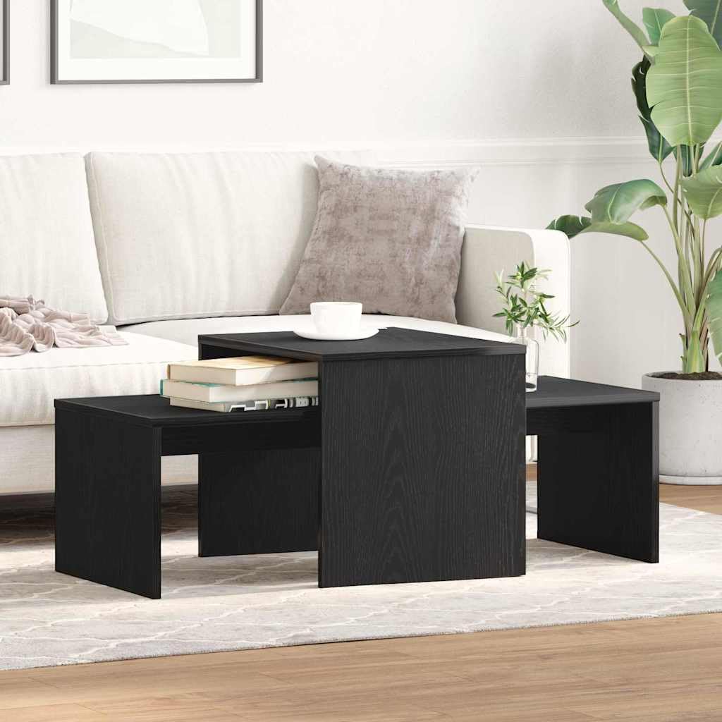 Mesas Nido Roble Negro 100 x 48 x 40 cm Madera de ingeniería, Mobiliario Mesas Mesas Decorativas Mesas de Centro, Negro, 14.05kg