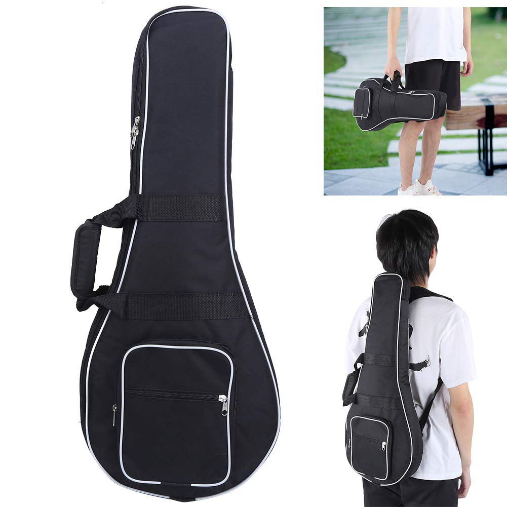 Oumefar Mandolin Case Gig Bag, Musical Instrument Accessories Mandolin Bag Oxford Cloth Gig Bag, Dual Zippers Thicken Oxford Cloth with Large Side Pocket, Adjustable Shoulder Strap