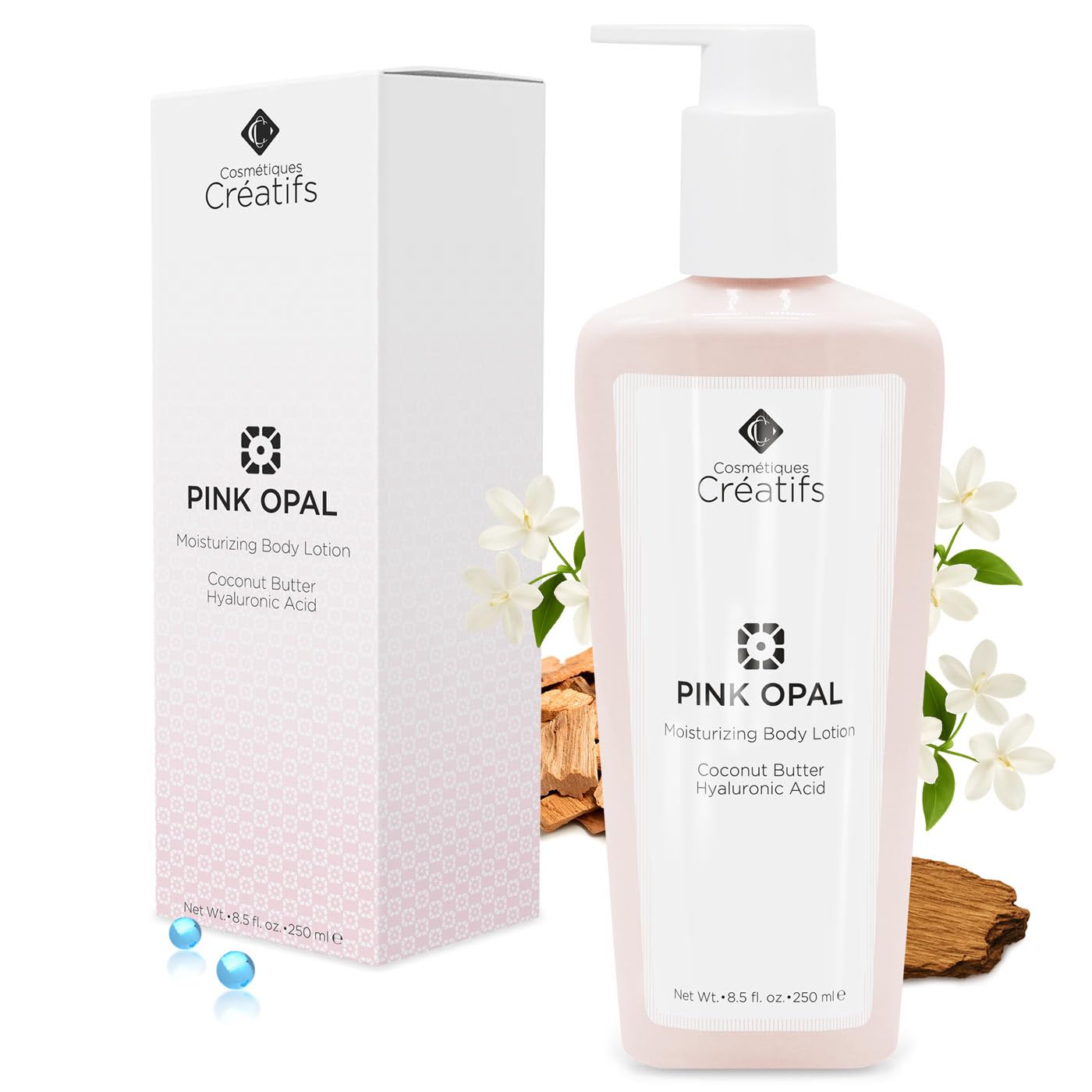 Lotion hydratante pour le corps Pink Opal au beurre de coco et à l'acide hyaluronique, 8,5 ml, 1 pièce
