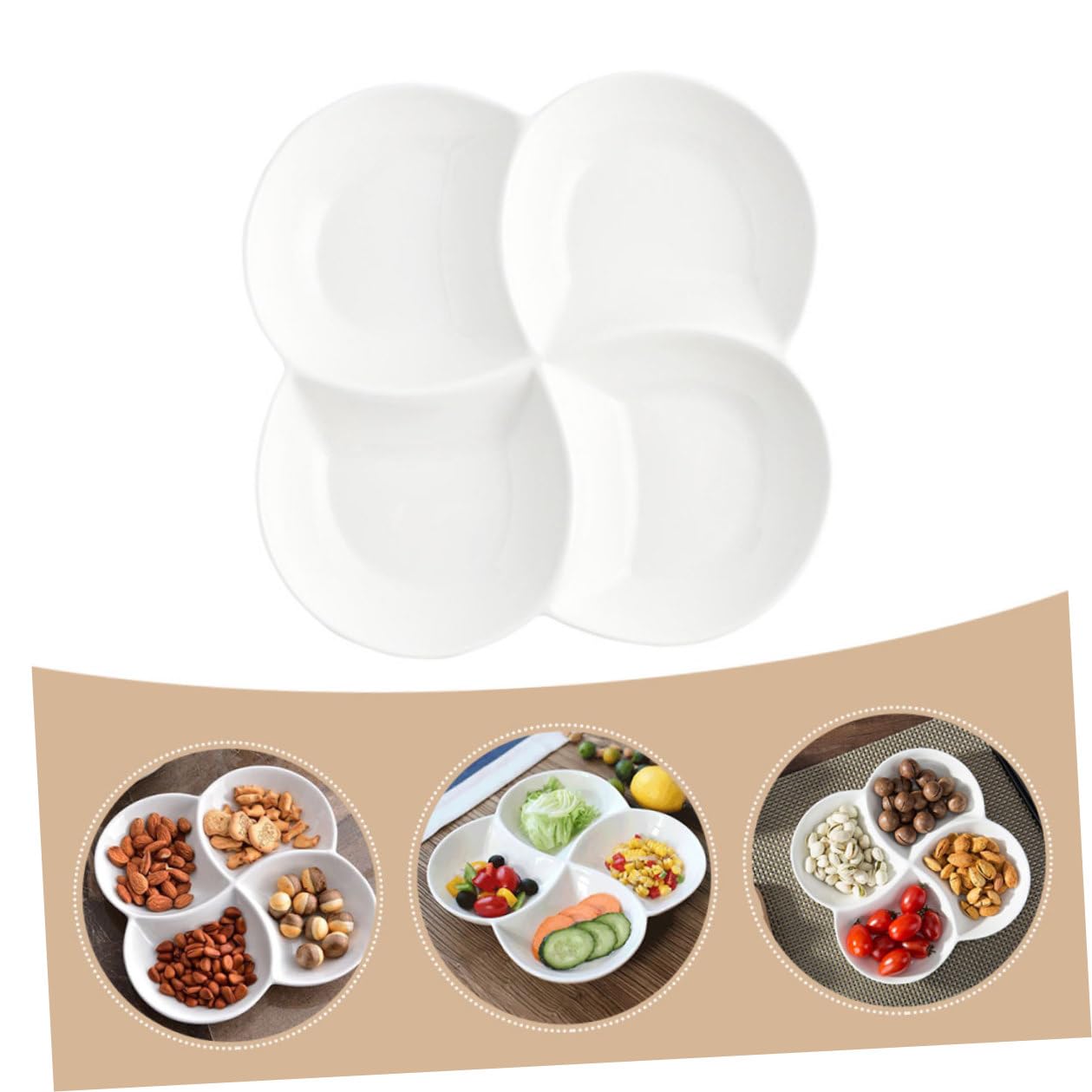 Assiette de Service Compartimentée 4 Compartiments en Céramique Blanche