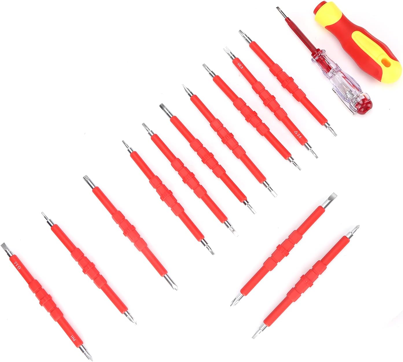 Double End Kit with Magnetic Insulated Bits, Complete Set for High Torque Tightening with Comfortable Handle