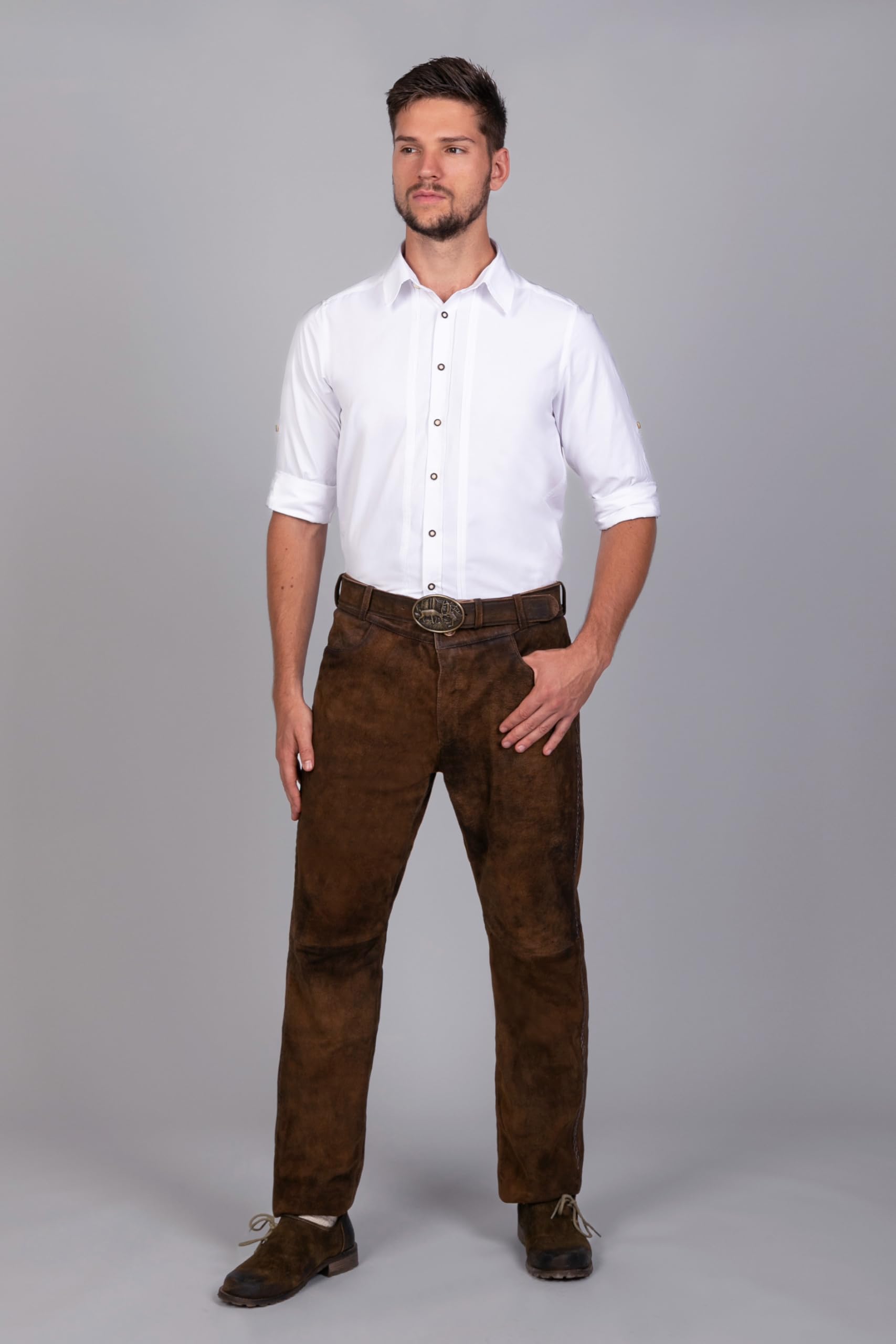 Edelnice Trachtenmode hochwertige Lange Trachtenlederhose Robin aus Ziegenleder Gr. 44-68
