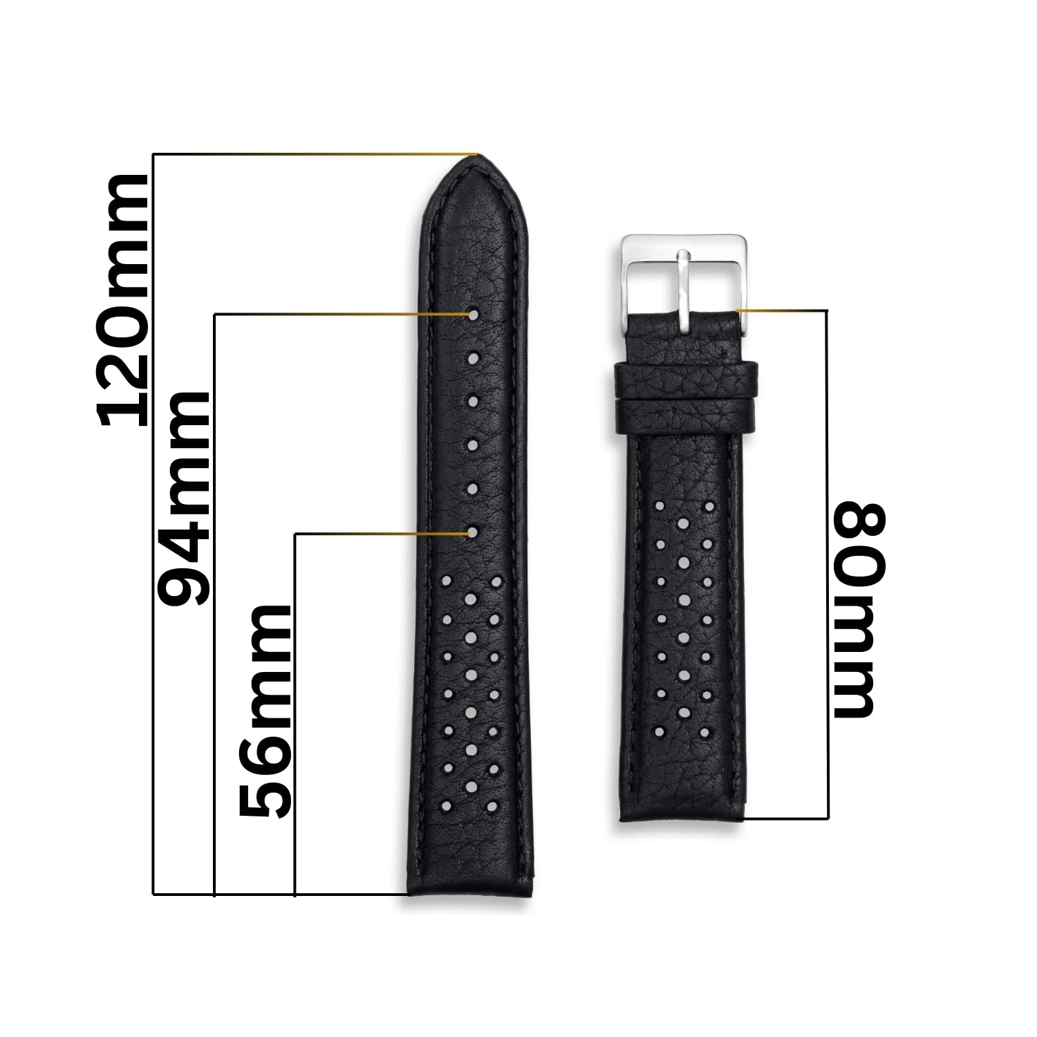 Buckle & Stitch Buffalo Grain | 18 mm, 19 mm, 20 mm, 21 mm, 22 mm, 24 mm, correa de reloj de carreras de piel de becerro auténtica | Correa de reloj Rallye para hombres y mujeres | Barras de resorte y