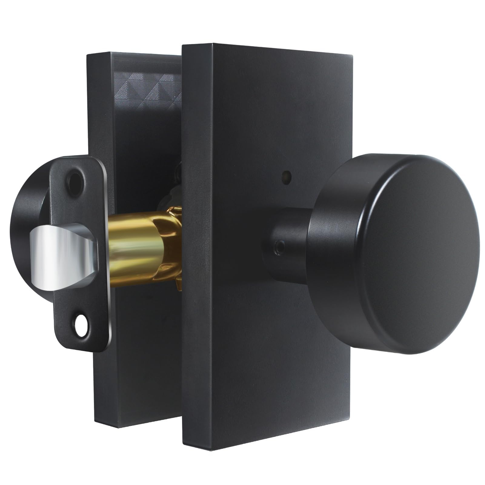 Satin Brass Privacy Door Knob with Lock -19
