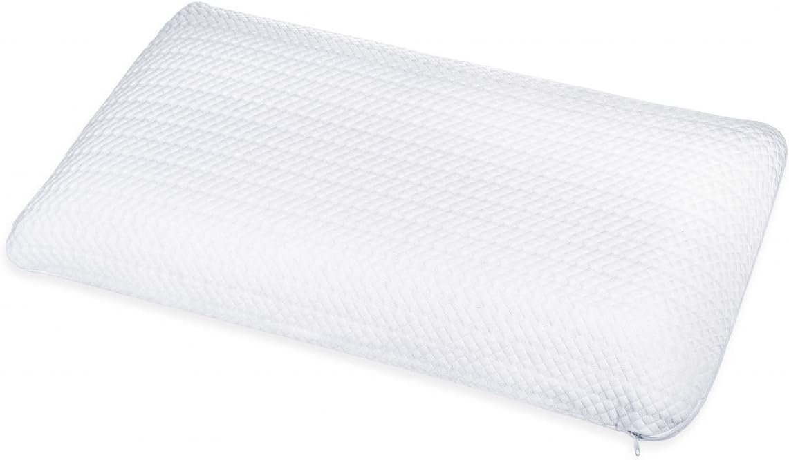ABAKUHAUS Almohada Cervical de Espuma Viscoelástica, Se Adapta a la Curvatura del Cuello, Diseño Ergonómico, Hipoalergénica, Antiácaros, con Funda Doble, Removible, Apta Lavadora, 40 X 70 cm, Blanco