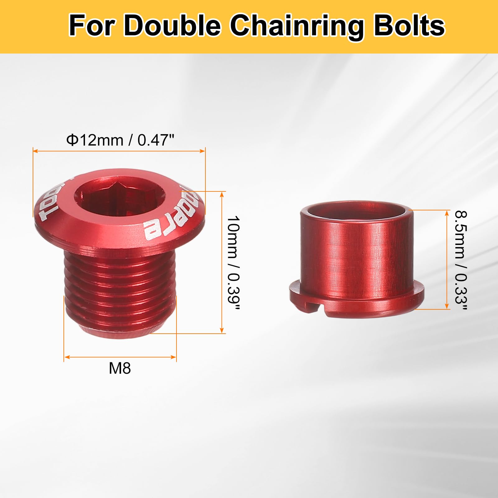 QUARKZMAN 5 Piezas Tornillos De Anillo De Cadena Doble M8 De Aleación De Aluminio para Bicicleta Tuercas De Biela Y Tornillos De Plato para Bicicleta De Carretera Y Montaña Color Rojo