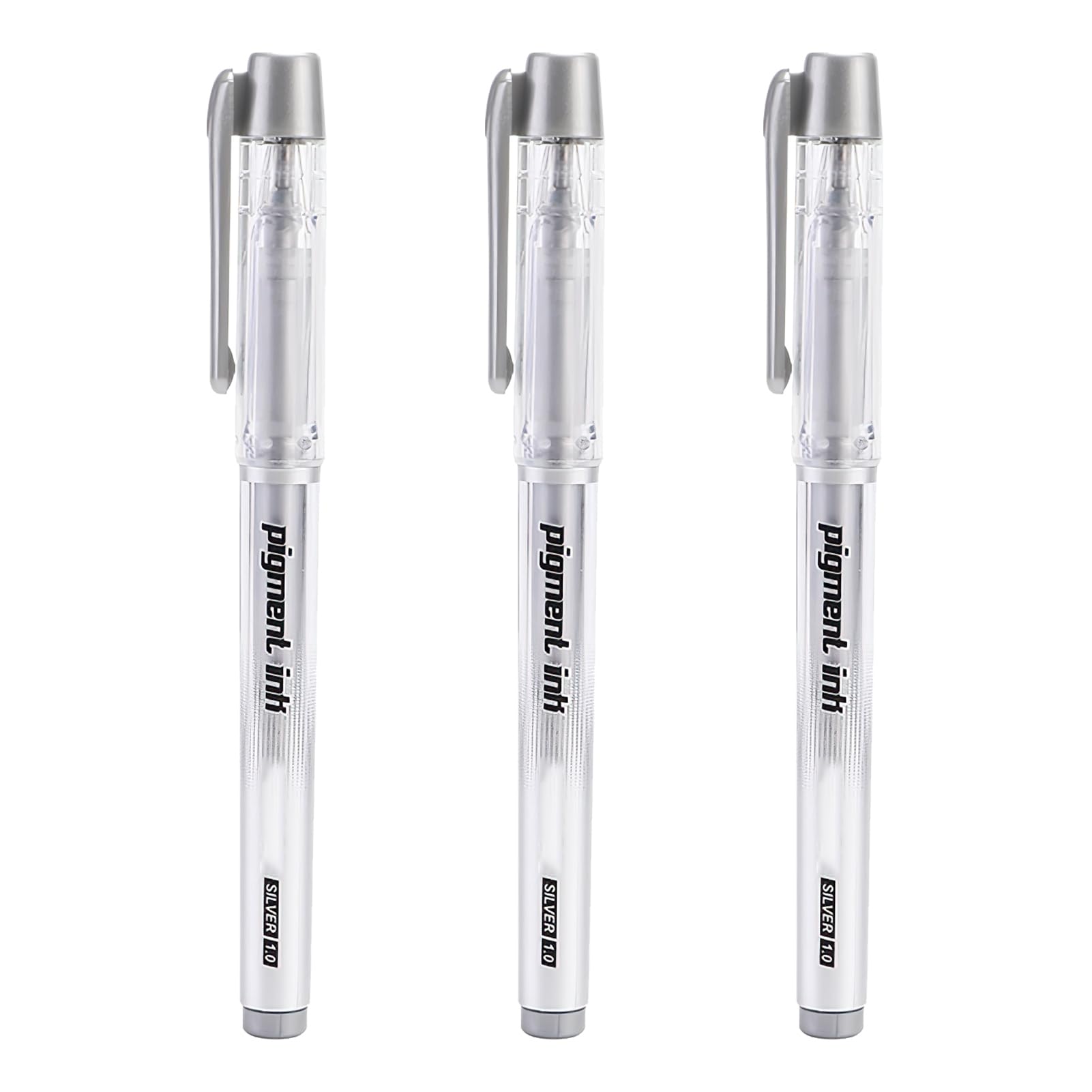 3 Pack Silver Gel Pens for Colouring 1.0mm Tip Silver Fine Liner Art Pen Ballpoint Gelly Ink Pen Rollerball Highlighter Fineliner for Artists Drawing Sketching Writing Illustration Coloring Paper