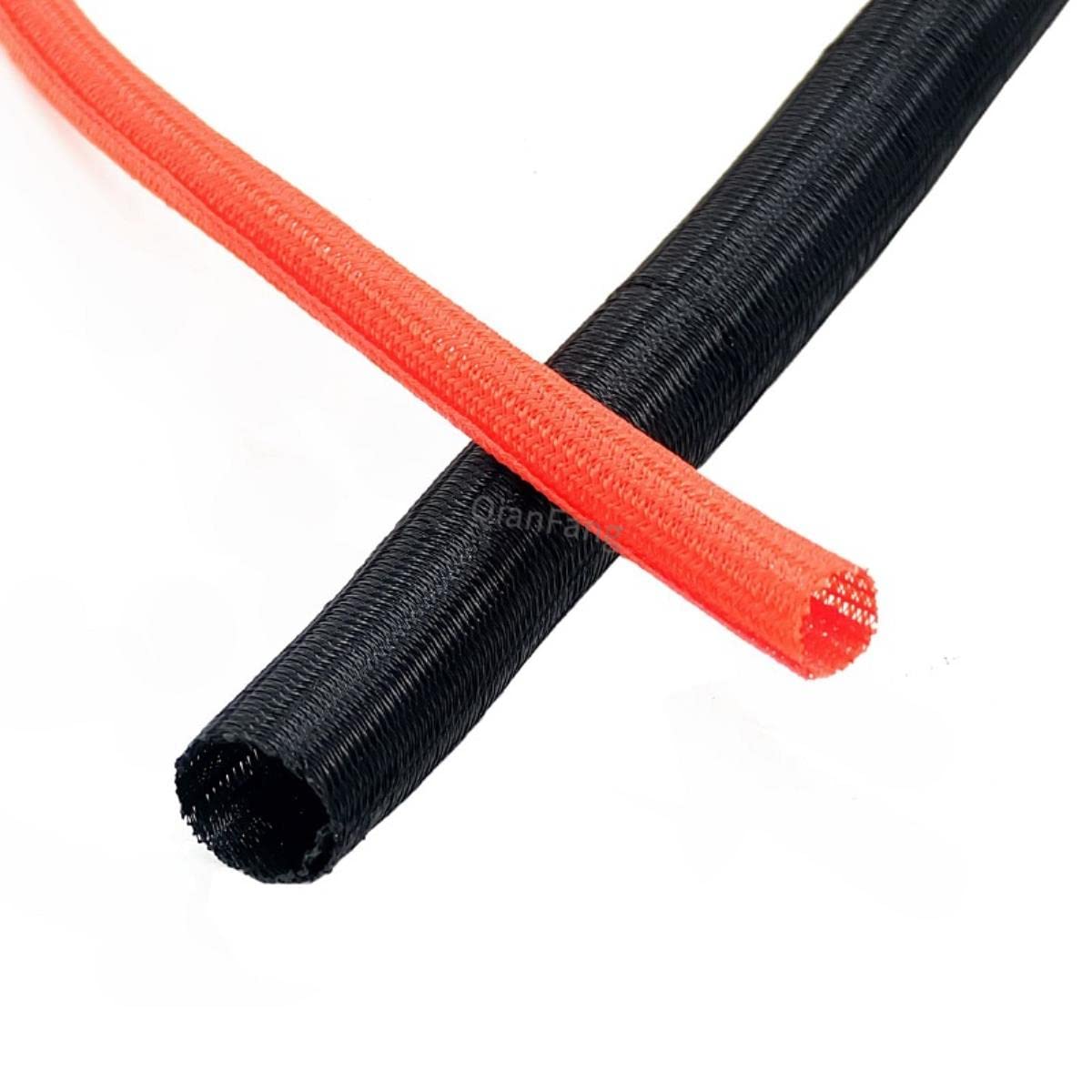 Manguito de Cable expandible Auto Cerrado Pet Trenzado Gestión Línea automática Superposiciones Telar Flexible Tubo de Tubo Dividido Organizador de Envoltura de Alambre-Negro, 32 mm, 5 m