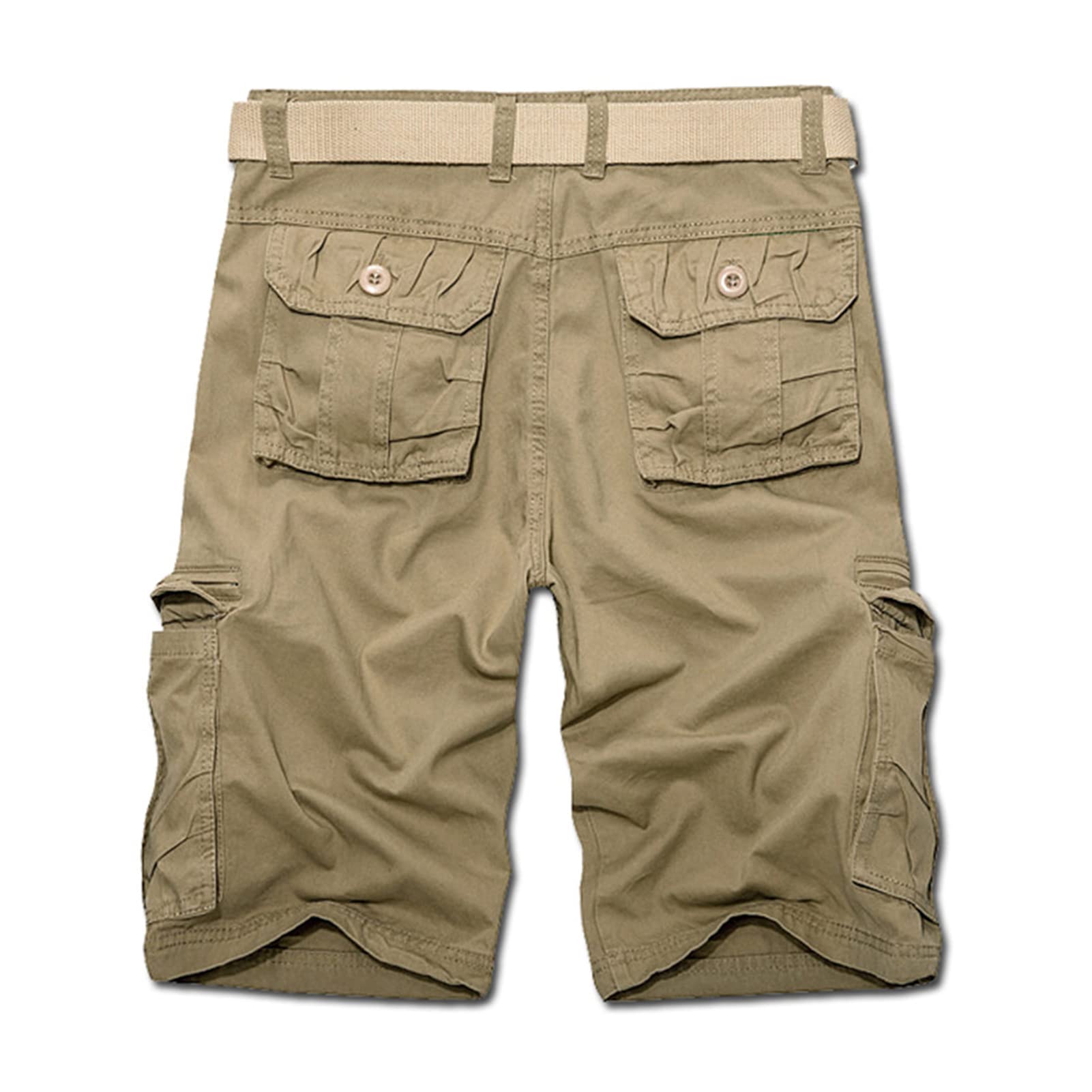Men's Lightweight Casual Cargo Shorts Twill Zipper Pockets Outdoor Short Pants Cotton Military Army Short No Belt (Khaki,30)