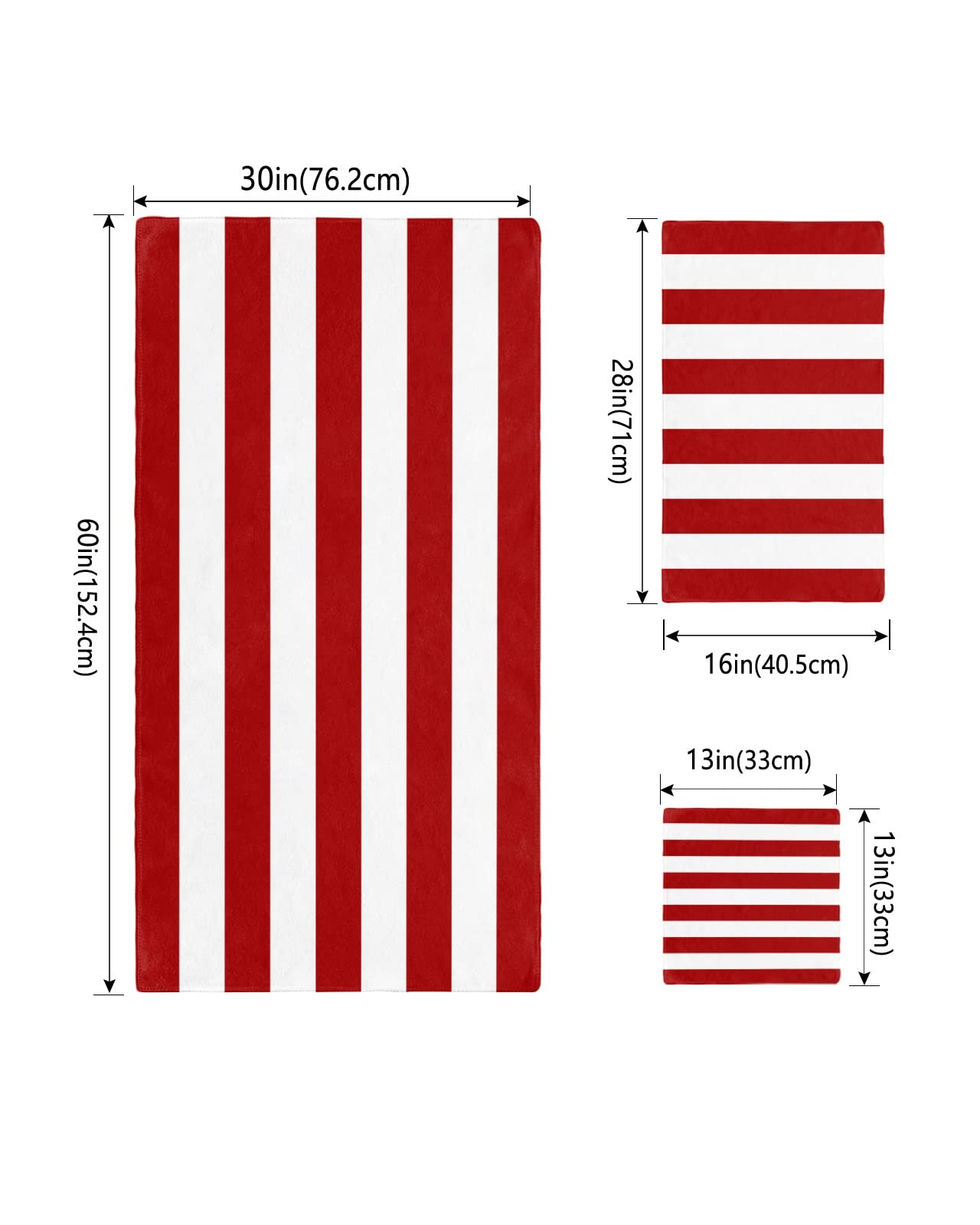 Amazon.com: Red and White Geometric Stripe Bath Towels for
