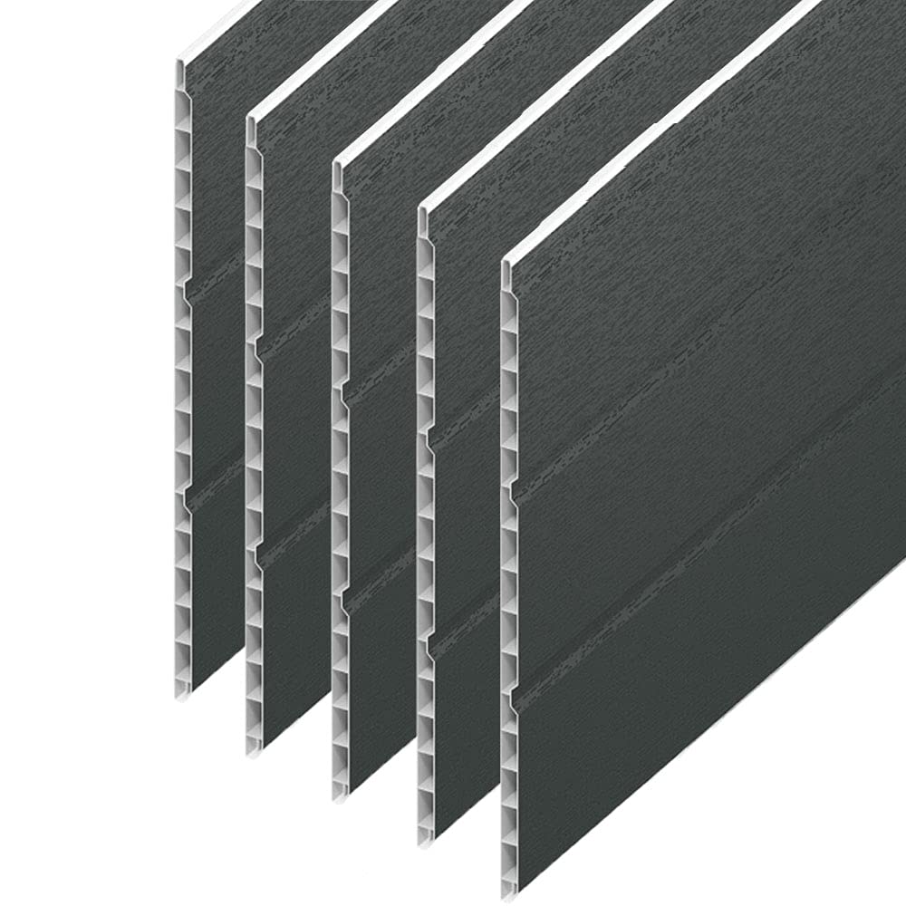 uPVC Hollow Soffit Cladding Panels - Anthracite Grey Plastic Soffit Board - 5 Metre Length x 300mm Wide x 5 Length Pack