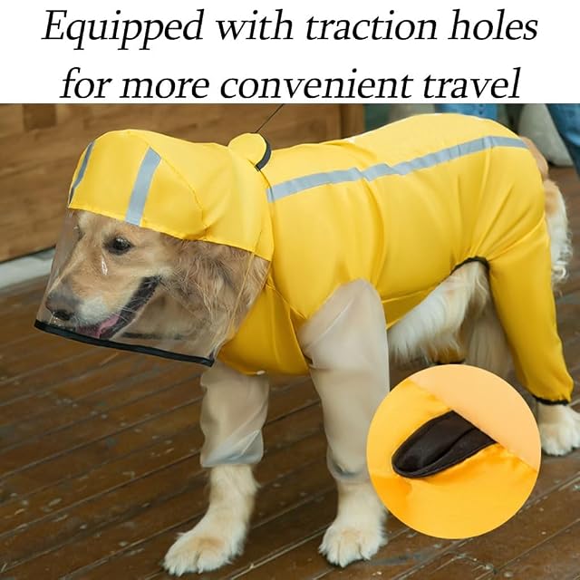 Foto 4 de 7 de Impermeable para perros impermeable para perros, chubasquero para perros de 4 patas con rayas reflectantes