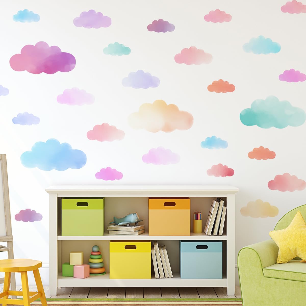 Wolken Wandaufkleber Bunte Wolken Wandaufkleber Abnehmbare Wolken Wandaufkleber Dekor für Baby Kinderzimmer Spielzimmer Schlafzimmer Klassenzimmer Kindergarten Wand