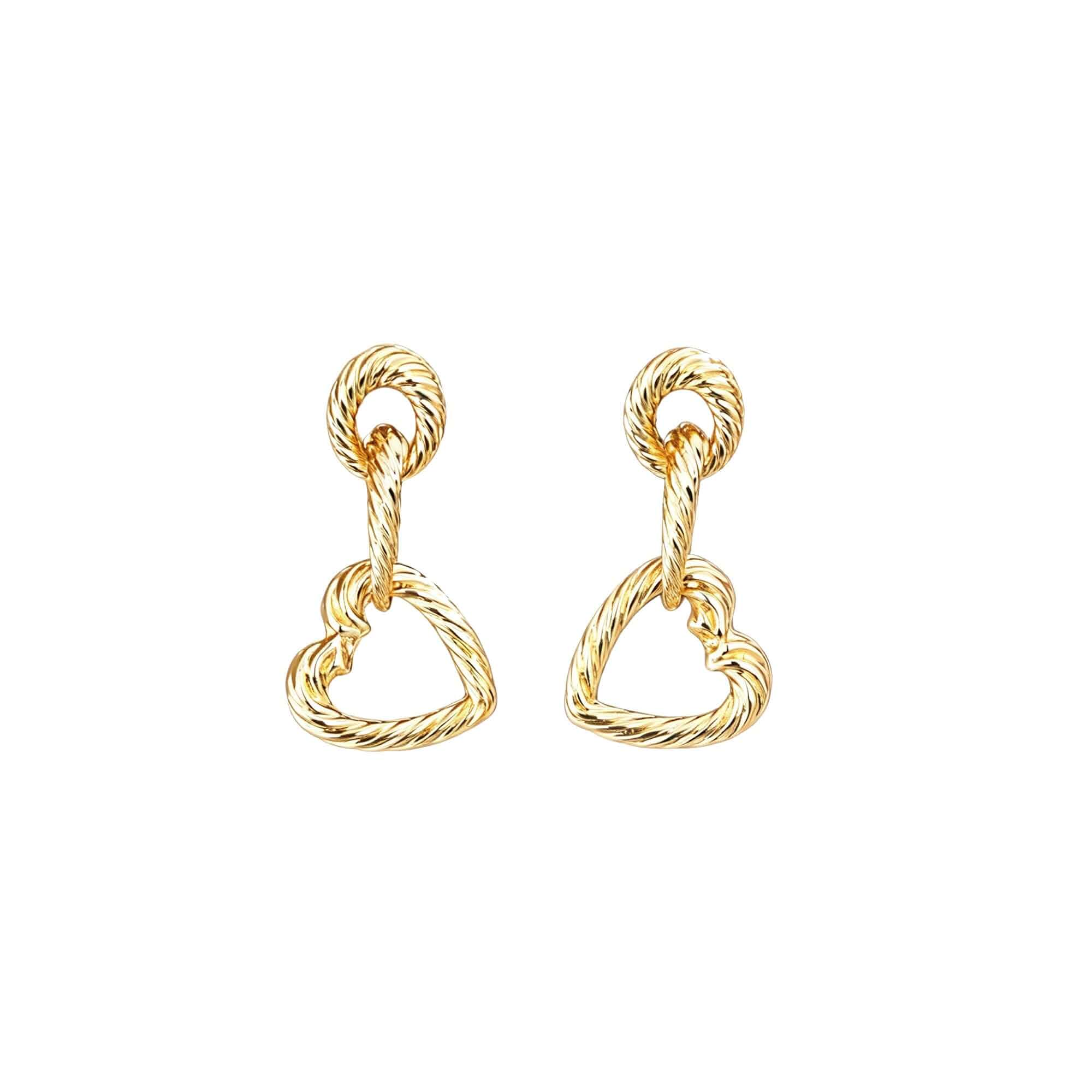 Chunky Gold Heart Drop Earrings Textured Twisted Hoop Dangle Earrings for Women Minimalist Trendy Statement Jewelry Gift