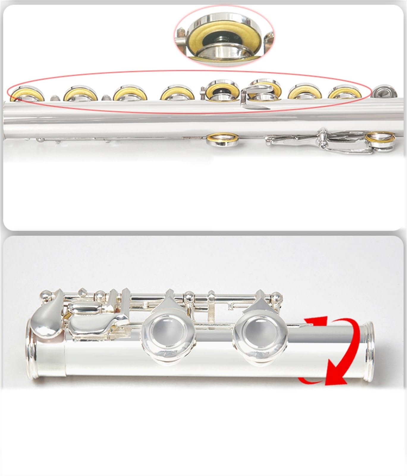 flauto traverso Flauto Curvo Placcato In Argento Flauto A Doppia Testa 16 Fori Tasto E Canzone C Coda Strumento Musicale Placcato In Argento