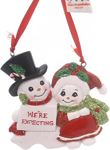 Kurt Adler Snowcouple Estamos esperando adorno familiar de resina
