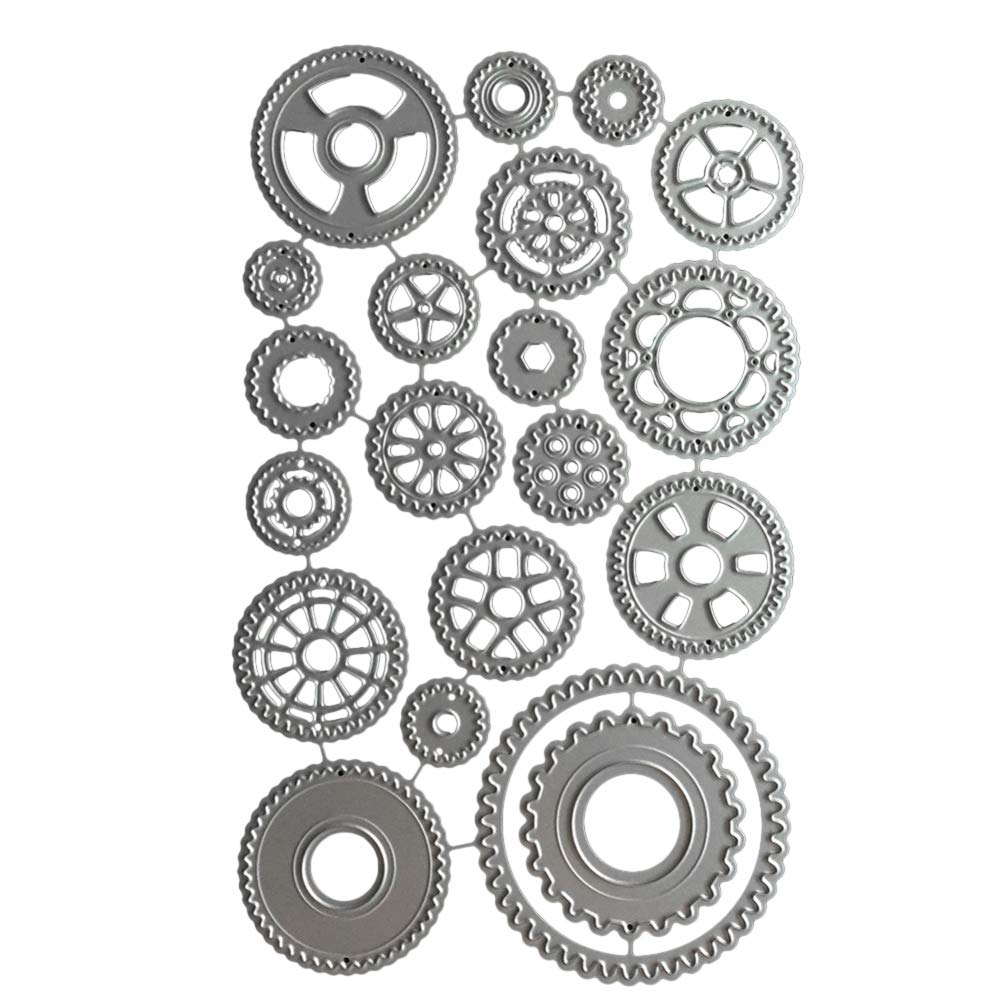 LovePlz Cutting Dies Gear Metal DIY Scrapbook Emboss Paper Card Photo Craft Stencil Mold Carbon Steel Creative Paper Embossing Tool Silver