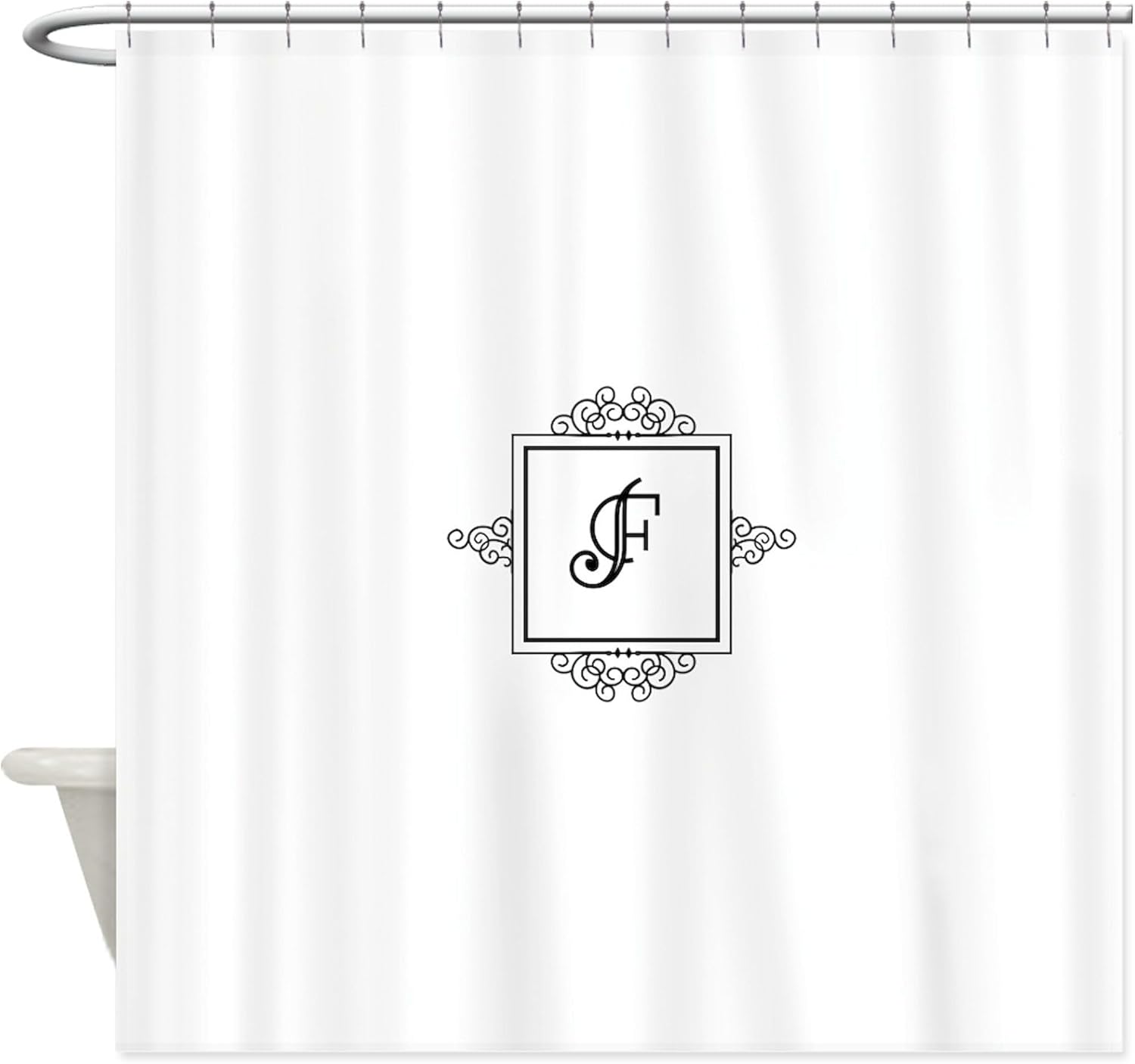 CafePress Fancy Letter F Monogram Decorative Fabric Shower Curtain