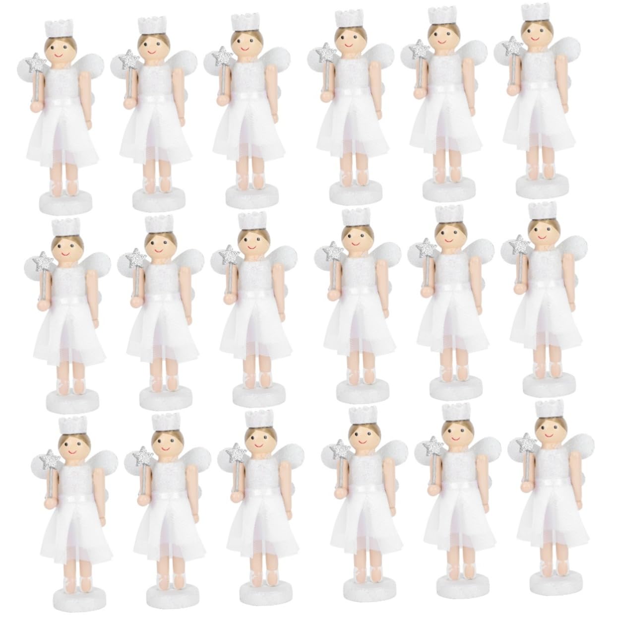 Warmhm18 Pcs Nutcracker Pendant Wood Toy Kids Toys Kid Suit Walnut Nutty Toys Christmas Nutcracker Decorations Wooden Dolls Nutcracker Puppets Toy Kids Decor Kid Toy Sculpture Girl White