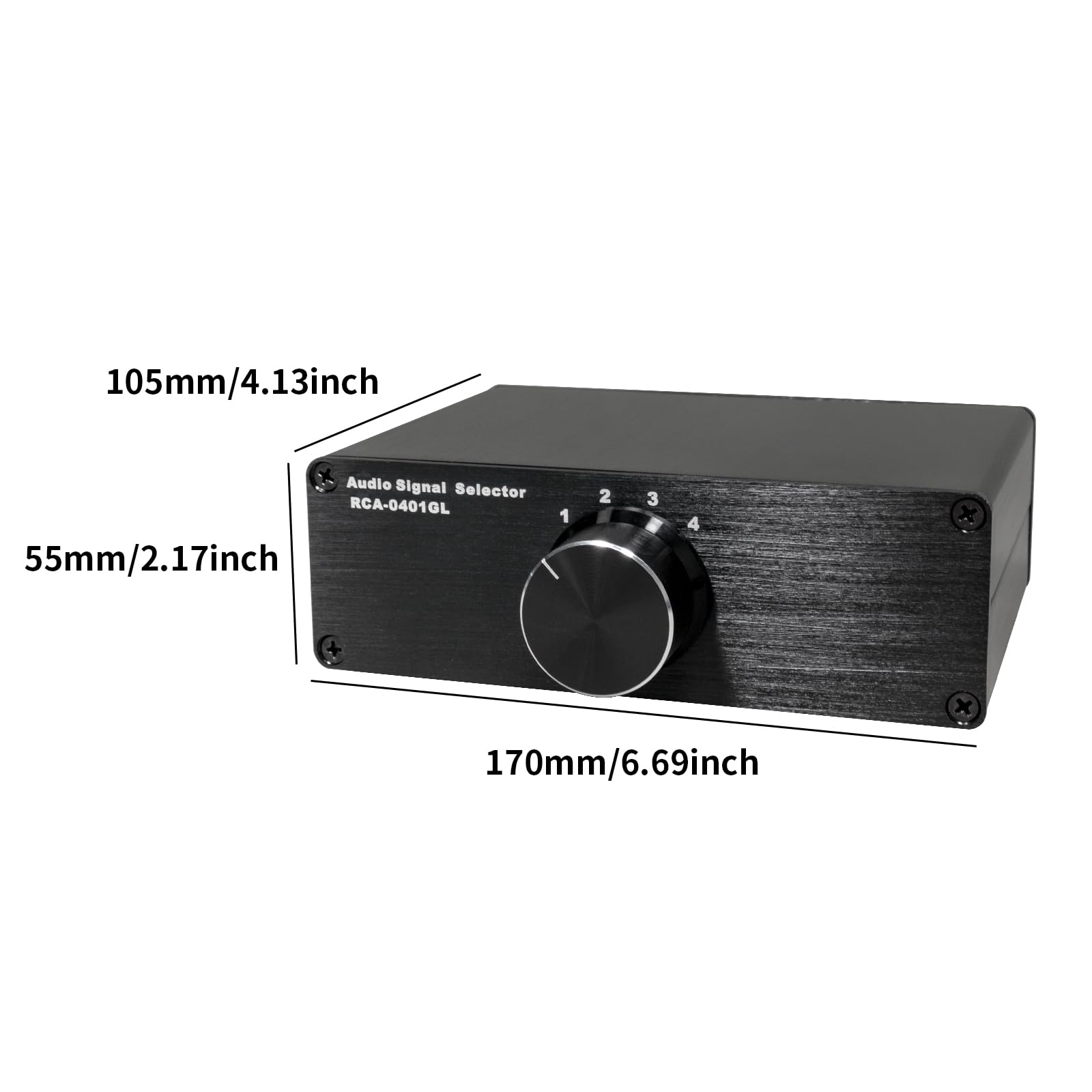 Conmutador pasivo de audio estéreo L/R de 4 vías, salida 4 en 1 y 1 en 4 salidas, señal sin ruido para sistema de alta fidelidad, tocadiscos, PC, reproductor de CD, aluminio