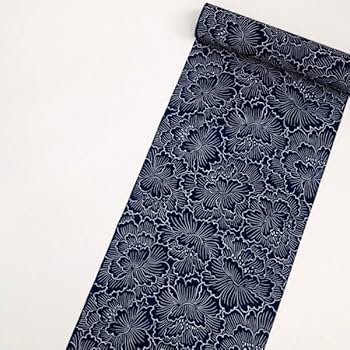 ★しつけ付　超美品　籠染め　両面染　浴衣　竺仙　反物　本染　型染　白　紺　長板 ☆しつけ付 超美品 籠染め 両面染 浴衣 竺仙 反物 本染 型染 白