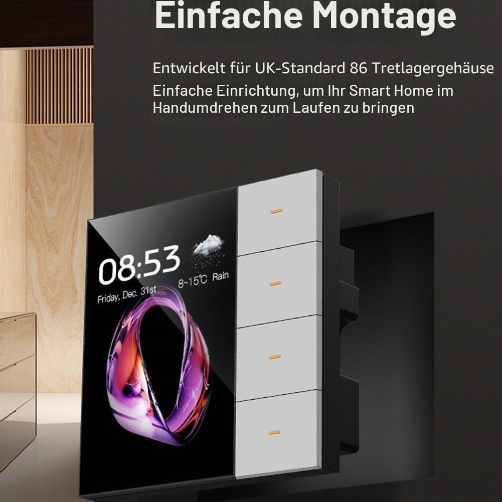 3,5 Smart Wandschalter Touchscreen 4 Gruppen Schalter 8-Wege-Szene Radarsensor Dimmschalter Vorhang Tuya Zigbee A