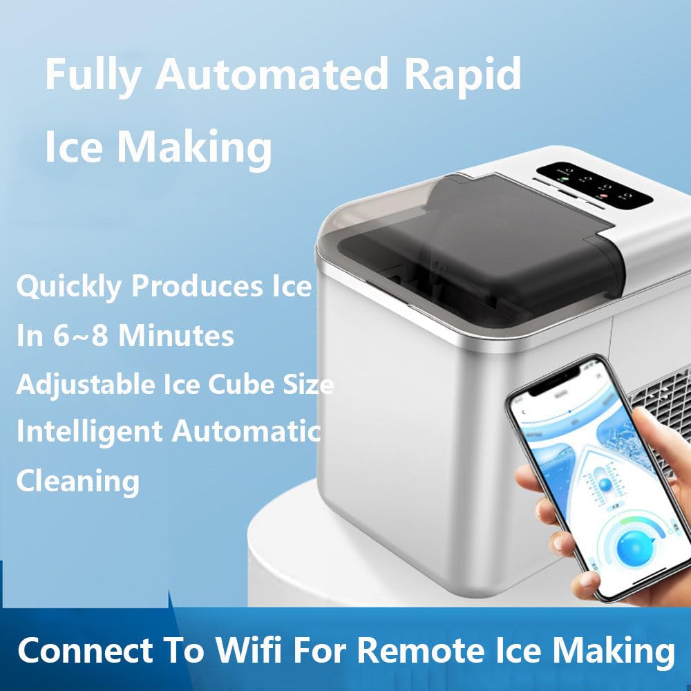 YMTHou Ice Maker Countertop, Portable Ice Machine with Basket and Scoop,26 Lbs/24h,9 Ice Cubes Ready in 7 Mins, 2 Sizes of Bullet Ice for Home, Kitchen,Camping,Rv on Fridge.com