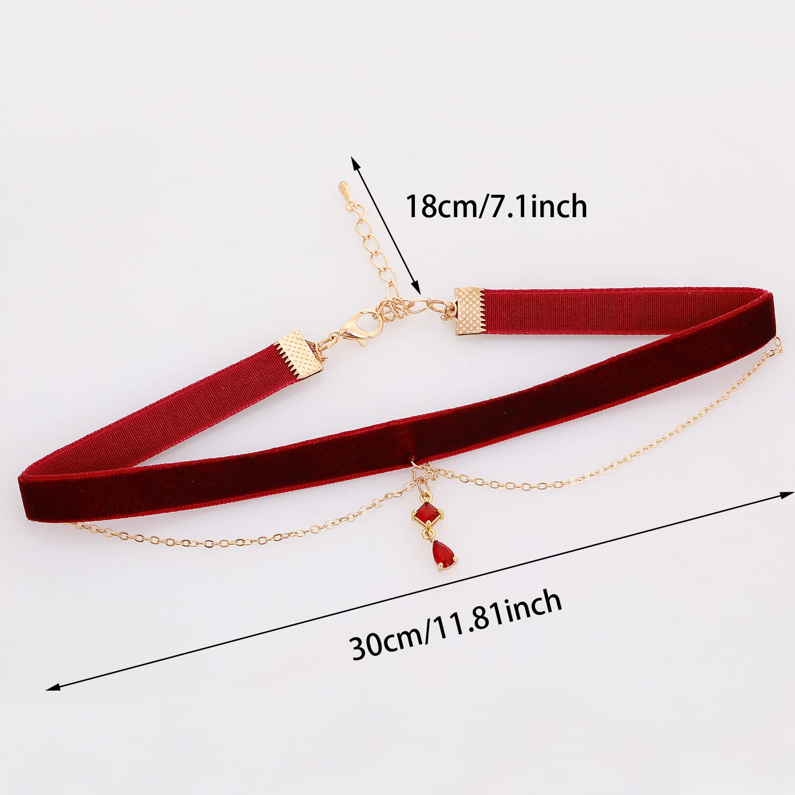 Czerwony aksamitny choker, naszyjnik dla kobiet, gotycki, w stylu vintage, wiktoriański, biżuteria, prezent, dla panny młodej, w stylu wampirzycy, akcesoria dla kobiet, Bez kamieni szlachetnych