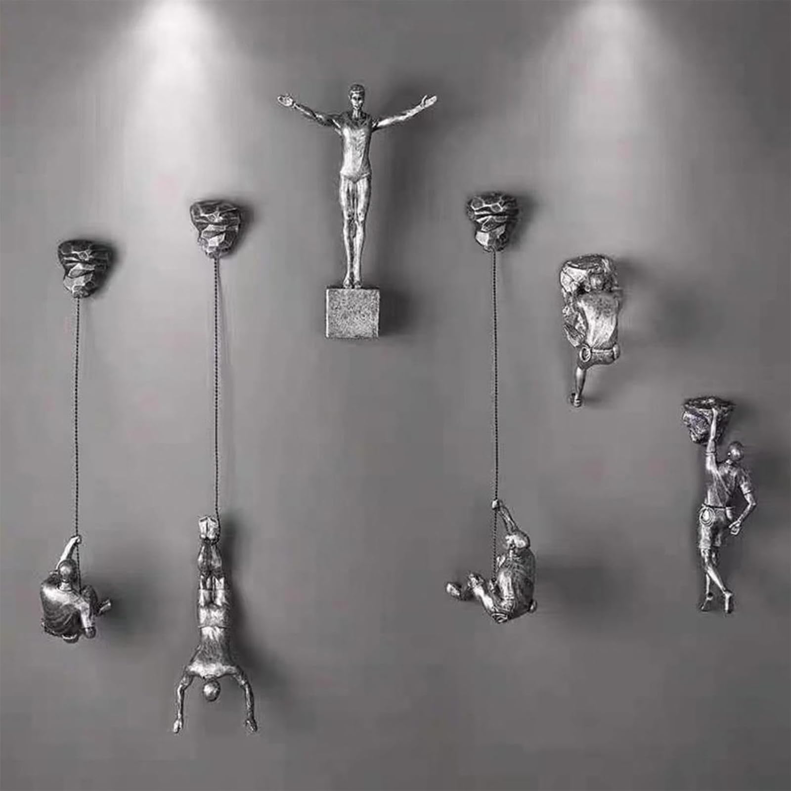 Kletternder Mann Wandskulptur Satz Von 6 3D-Harz-Skulpturen Kletternder Mann Wandkunst Für Heim- Und Bürodekoration Präsentiert Den Charme Und Persönlichen Stil des Klettersports(Color:Mittel)