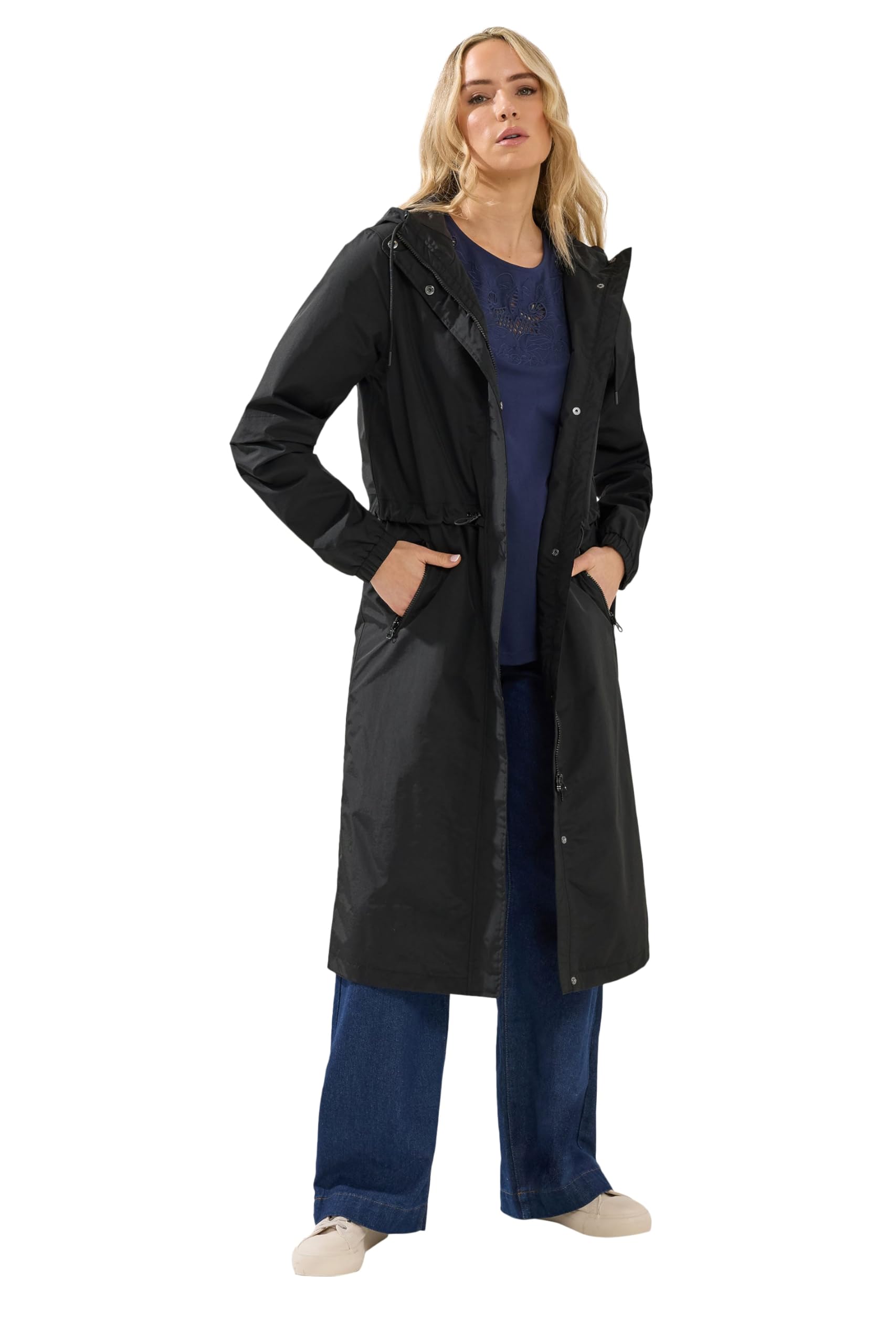 Long Tall Sally Women's Black Tall Waterproof Longline Jacket In | : Size 18