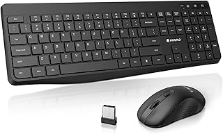 KOORUI Wireless Keyboard and Mouse Combos, 2.4G USB Silent Keystrokes Full Size Keyboard 3DPI Mouse for Windows MacOS Linux, 12 Multimedia and Shortcut Keys for Desktop Computer/Laptop/PC(Black)
