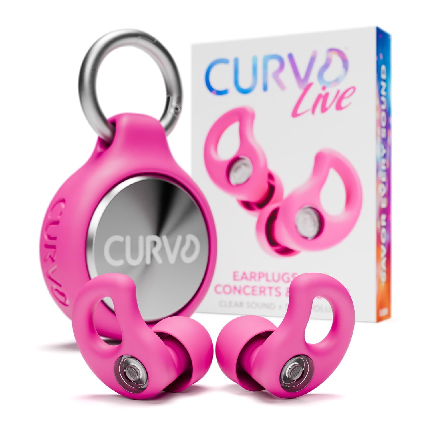 CURVD Live Stylish High-Fidelity Concert Earplugs for Live Events up to 14 dB Noise Reduction, 5 Tip Sizes & Carry Case