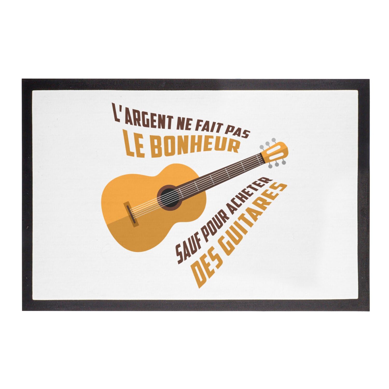 Paillasson Blanc Guitare l'argent ne fait pas le bonheur 60x40cm