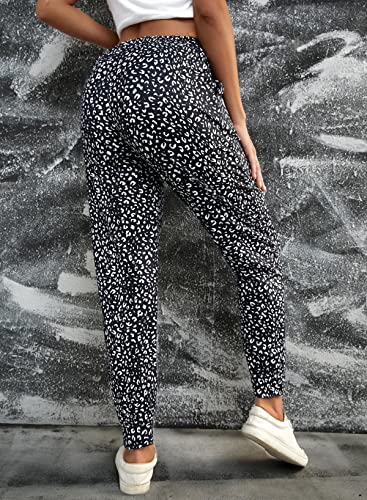 Evaless Womens Joggers Pants Athletic Ladies Leopard Print Casual Drawstring Elastic Waist Sports Yoga Track Cuff Trousers Lounge Pants With Pockets Sweatpants Black Medium #TOP1