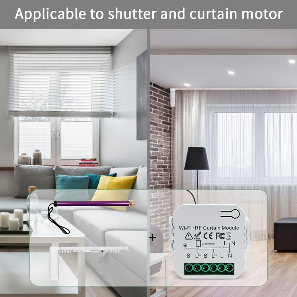 Booso Tuya Smart Curtain Switch WiFi 433Mhz Módulo de Control de Persianas Enrollables con Control Remoto para Persiana Enrollable Eléctrica