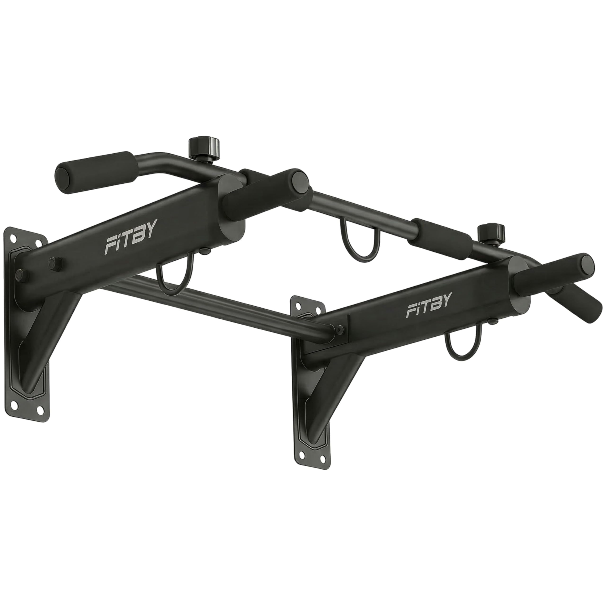 Barra de Dominadas de Pared 4 en 1, Pull Up Bar Multifuncional para Dominadas, Fondos y Elevaciones de Piernas, Estación de Calistenia para Gimnasio en Casa, Acero, Negro