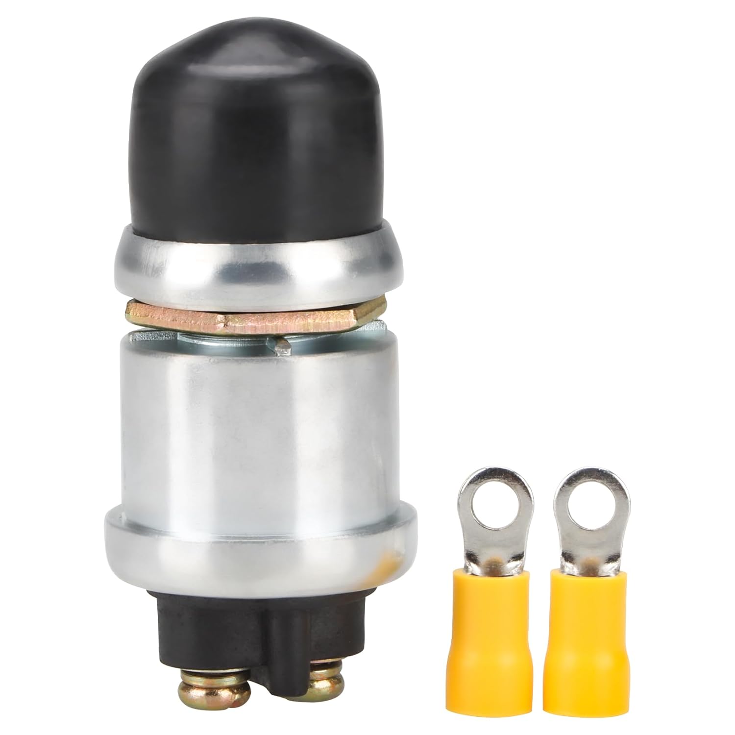 Push Button Starter Switch, 12V / 24V 50A, Waterproof Push Button Switch, for Car Marine Boat Truck Tractor Engine (1, Black)