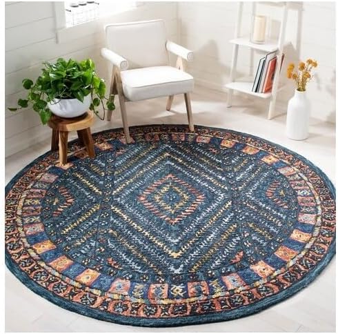 Miniatura 2 de Safavieh Aspen Collection APN815P - Alfombra redonda de lana bohemia hecha a mano de 8 x 8 pies