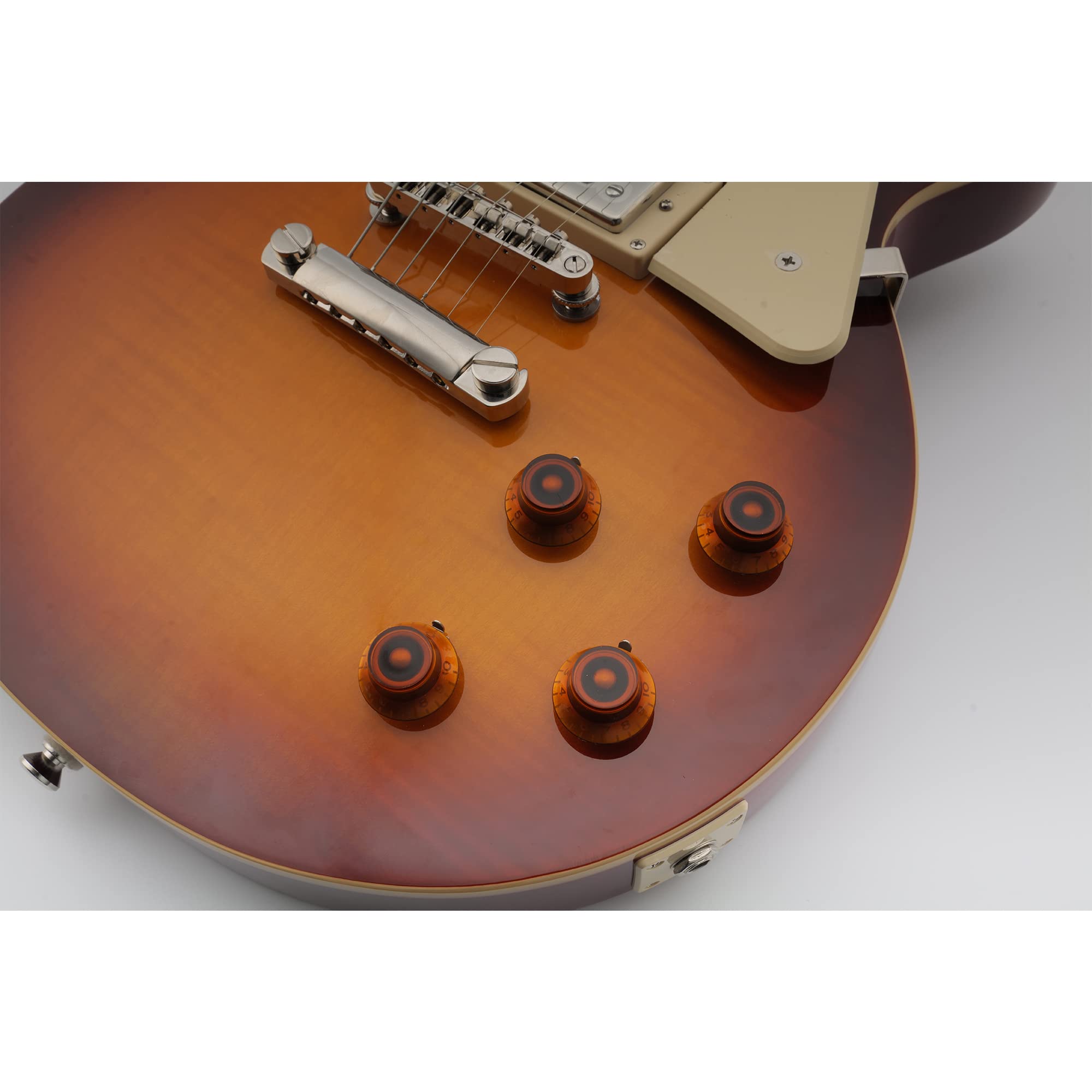 Musiclily Metryczna 6mm Gałka Potencjometru LP Top Hat Bell Knobs do Gitary Elektrycznej Typ Epiphone Les Paul, Burszt.ynowy z Czarną Cyfrą (4 szt.)