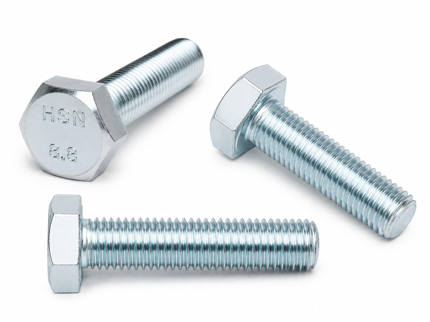 HSN Grade 8.8 Zinc Plated Hex Screw M10x1.5 DIN933, 100 Pcs (50