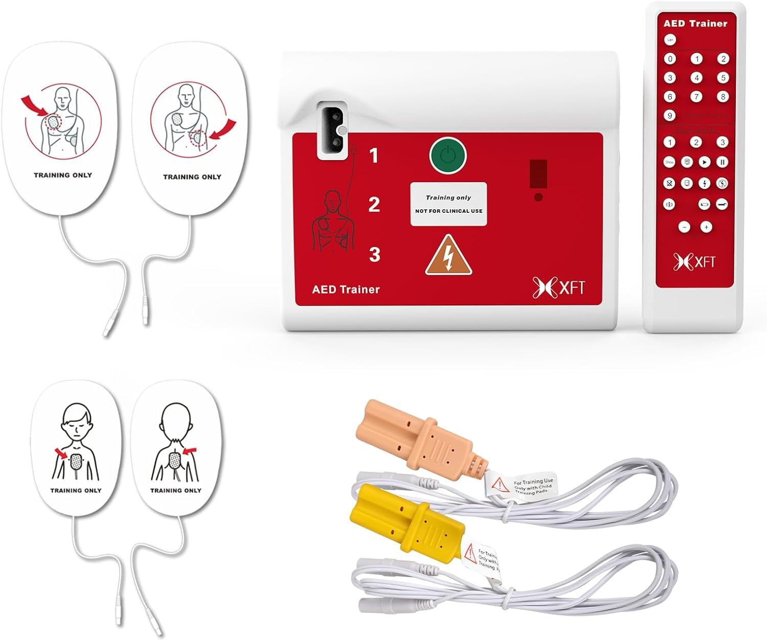 Défibrillateur de Formation avec Télécommande, AED-Trainer avec CPR 10 Scénarios d'Entraînement, Annonces Vocales en Français&Polonais pour entraînement AED (120C)
