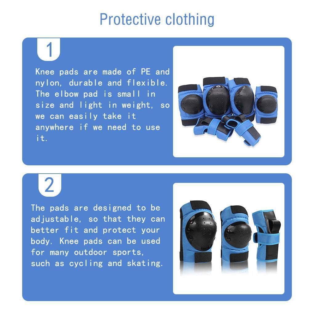 6 Piezas/Kit de Rodilleras, Correa Ajustable elástica portátil, Coderas, Patinaje sobre Ruedas, patineta, Protector de Cintura