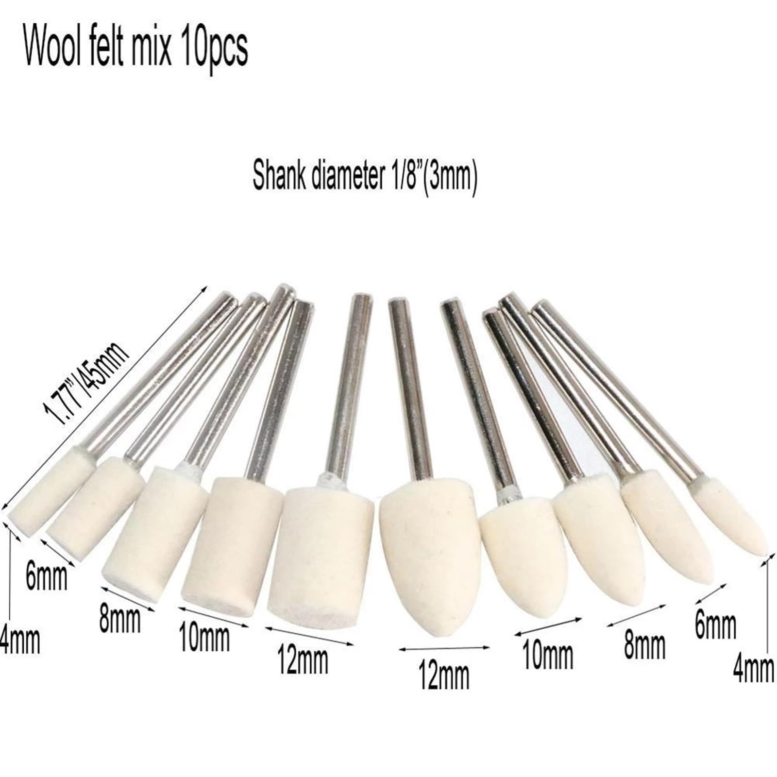 Narzędzia Do Tarcz Polerskich, Tarcze Listkowe 10 Szt. Wełniane Filcowe Tarcze Polerskie Do Polerowania Głowica Szlifierska Filcowa Tarcza Polerska/4Mm/Bullet-Type
