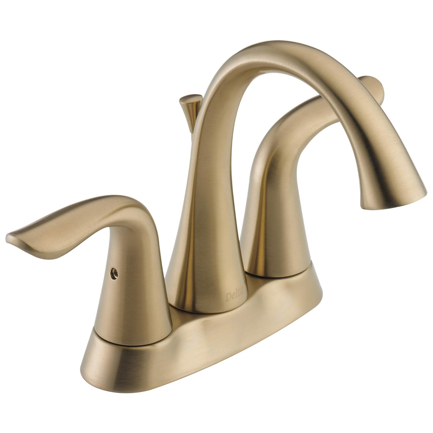 Delta Lahara Centerset Brushed Gold Bathroom Faucet 4 Inch 3 Hole Bathroom Sink Faucet for Vanity Metal Push-Pop