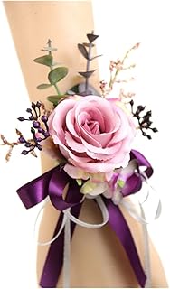 Set Wrist Corsage Shoulder Corsage Boutonniere for Groomsmen Bride Wrist Corsage Groom Boutonniere Artificial Rose Fake Pearl Wedding Planner Flower Artificial (Color : Wrist -E)