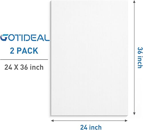 Miniatura 9 de GOTIDEAL Lienzos estirados para pintura, 16 x 16 pulgadas, juego de 7, blanco imprimado, 100% algodón, lienzos cuadrados de arte en blanco para