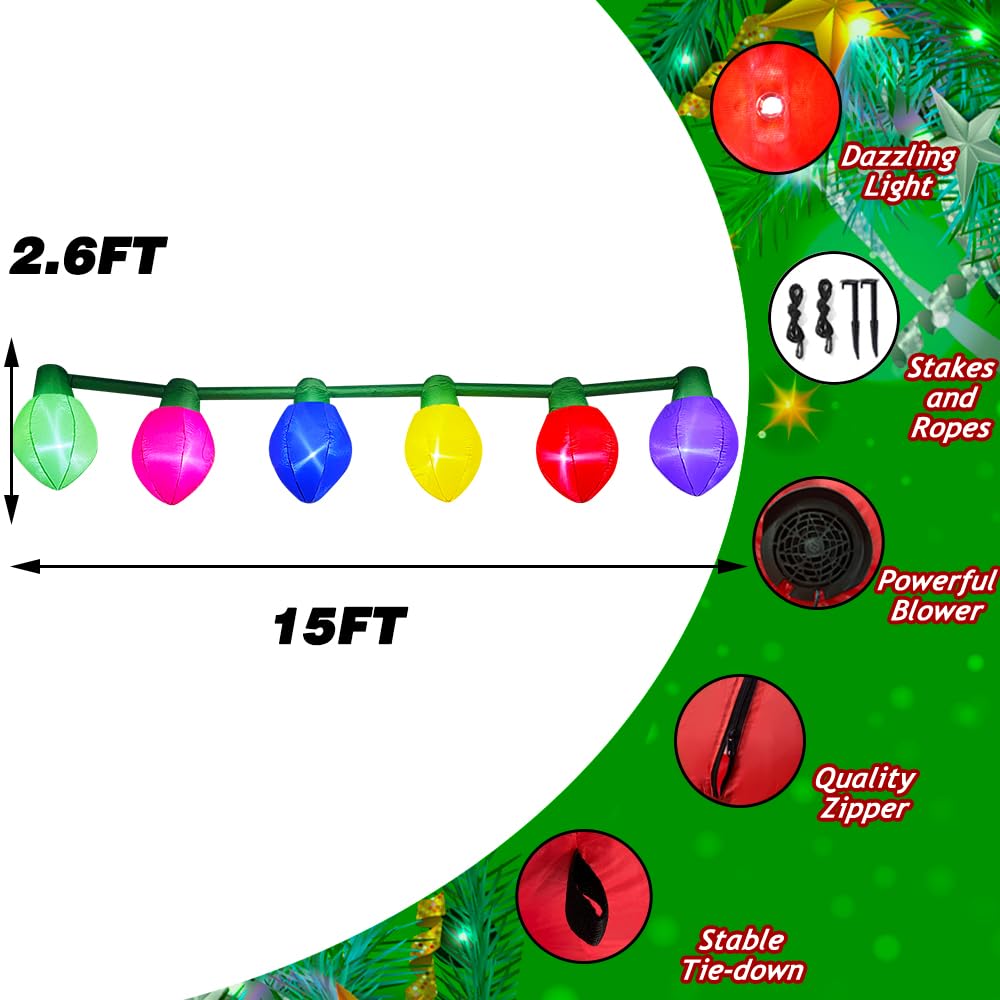 SEASONBLOW Palline gonfiabili natalizie da 4,5 m, decorazioni a LED illuminate per prato, cortile, giardino, casa, interni ed esterni, feste di vacanza