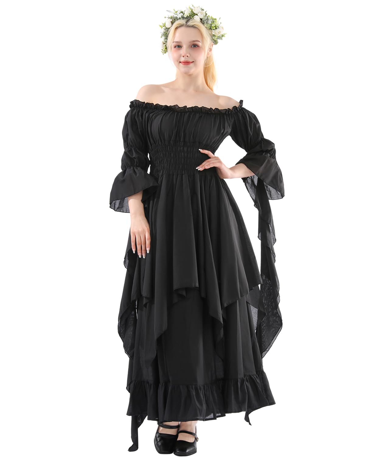 CR ROLECOS Victorian Dress for Women A-Line Gothic Witch Dress Black L/XL — image 1